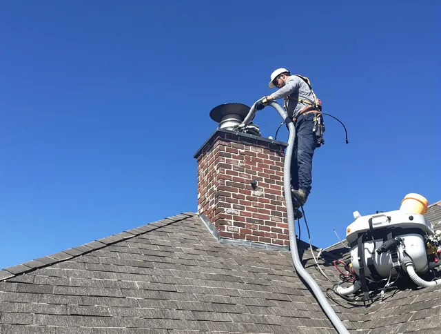 Dedicated Griswold Chimney Sweep team member cleaning a chimney in Griswold, CT