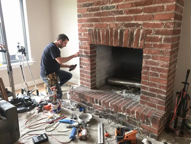 Griswold Chimney Sweep specialist finalizing chimney liner service in Griswold, CT