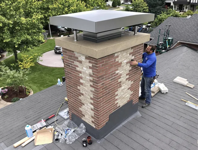 Griswold Chimney Sweep team working on a custom chimney remodel in Griswold, CT