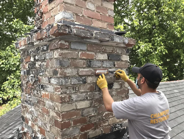 In-progress chimney restoration by Griswold Chimney Sweep in Griswold, CT