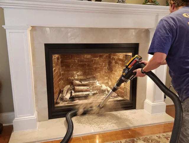 Fireplace cleaning performed by Griswold Chimney Sweep in Griswold, CT