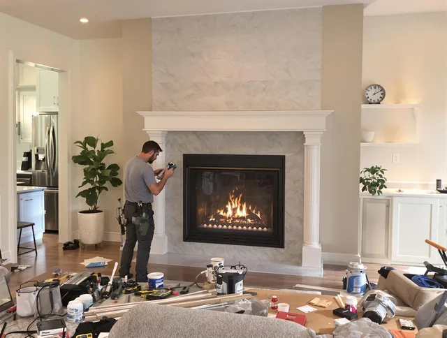 Newly installed fireplace by Griswold Chimney Sweep in Griswold, CT