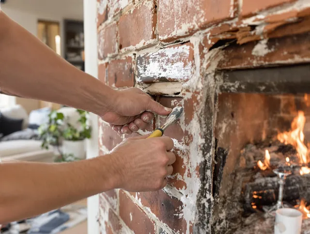 Routine fireplace repair by Griswold Chimney Sweep in Griswold, CT